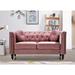 House of Hampton® Gympie 64.17" Velvet Rolled Arm Chesterfield Loveseat Velvet in Pink | 31.89 H x 64.17 W x 31.5 D in | Wayfair