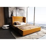 Latitude Run® Bali Low Profile Platform Bed Upholstered/Faux leather in Orange | 47.5 H x 59.7 W x 90.6 D in | Wayfair