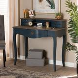 Alcott Hill® Writing Desk w/ Hutch Wood in Blue/Brown/White | 38 H x 39.5 W x 18.75 D in | Wayfair C30131D8FD9B443DB23F8A53311DEF92