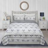 Sand & Stable™ Bournemouth White/Blue Microfiber Reversible 3 Piece Quilt Set Polyester/Polyfill/Microfiber in Blue/Gray | Wayfair