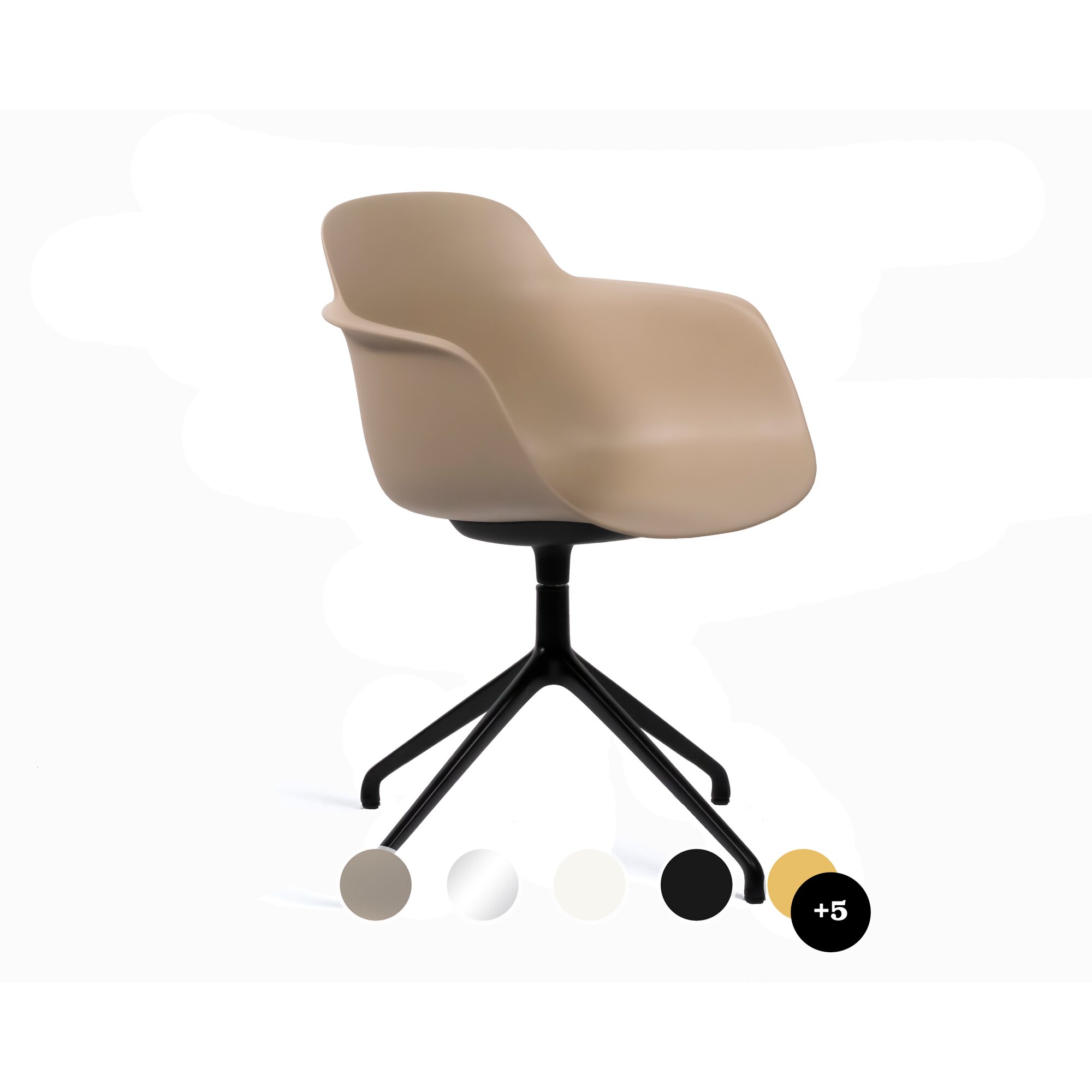 infiniti »SICLA« 4 Star Designer-Drehstuhl AL30 Weiss matt lackiert / IS513 militärgrün