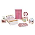 Tender Leaf Toys Dolls House Bedroom Furniture - Wooden Bedroom Furniture with Bed, Wardrobe, Dressing Table, Side Table and Chair for Dolls 10-12cm Tall