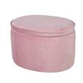 roba Kinderhocker Lil Sofa mit Stauraum - Ovaler Hocker in rosa Samtstoff - Polstermöbel Pouf für Kinderzimmer - Sitzhöhe 27 cm