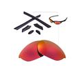Walleva Fire Red Replacement Lenses And Black Rubber Kit for Oakley Half Jacket Sunglasses