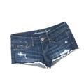 American Eagle Outfitters Shorts | American Eagle Lace Trim Blue Jean Denim Distressed Shorts 100% Cotton In Size 0 | Color: Blue/Cream | Size: 0