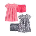Simple Joys by Carter's Baby-Mädchen Short-Sleeve and Sleeveless Dress Sets, Pack of 2 Lässiges Kleid, Grau Schmetterlinge/Rosa Floral, 12 Monate (2er Pack)