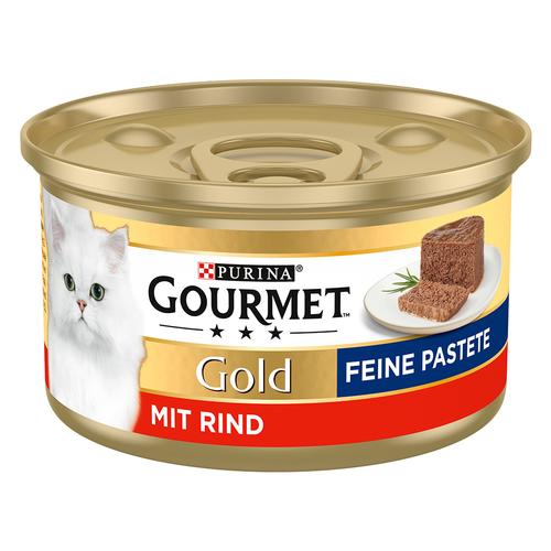 48 x 85g Feine Pastete Rind Gourmet Gold Katzenfutter nass