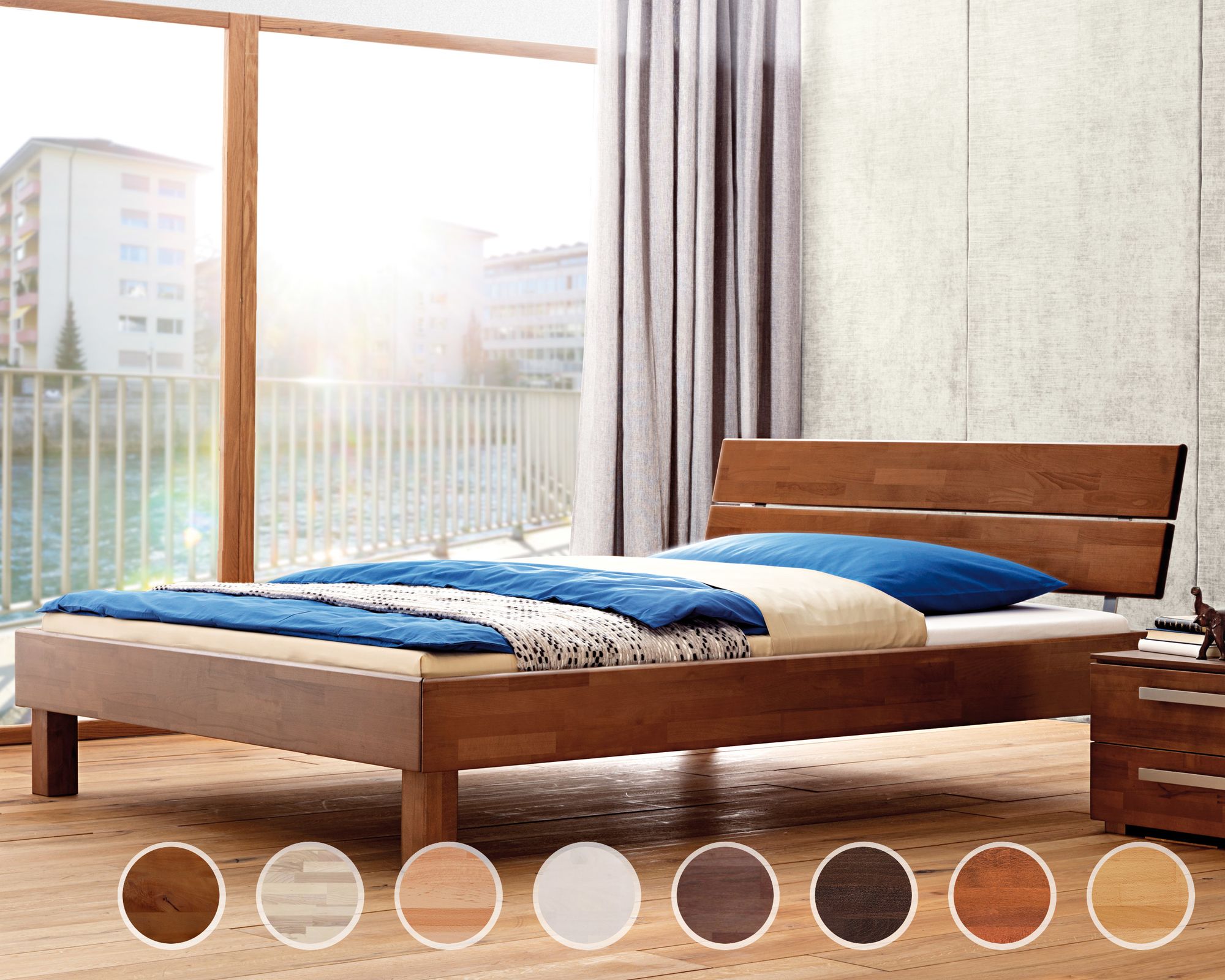 Hasena Wood-Line Massivholzbett Premium Cantu/Duetto 120x200 cm Buche kirschbaumfarbig 20 cm