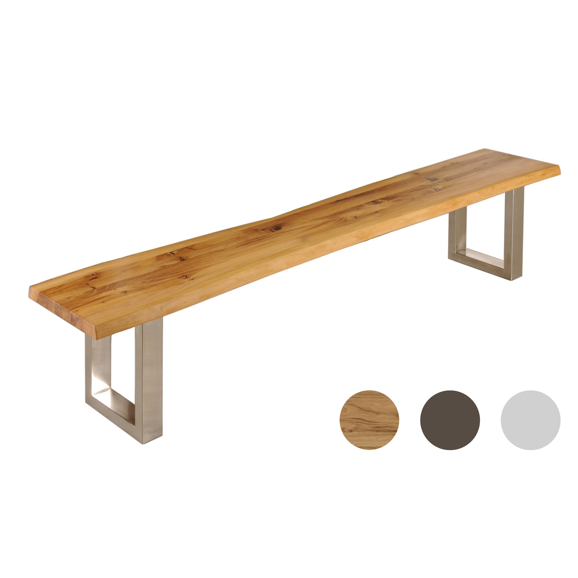 3S Frankenmöbel »Zingst« Massivholz Bank 180 cm / Eisen natur lackiert / mit Rückenlehne