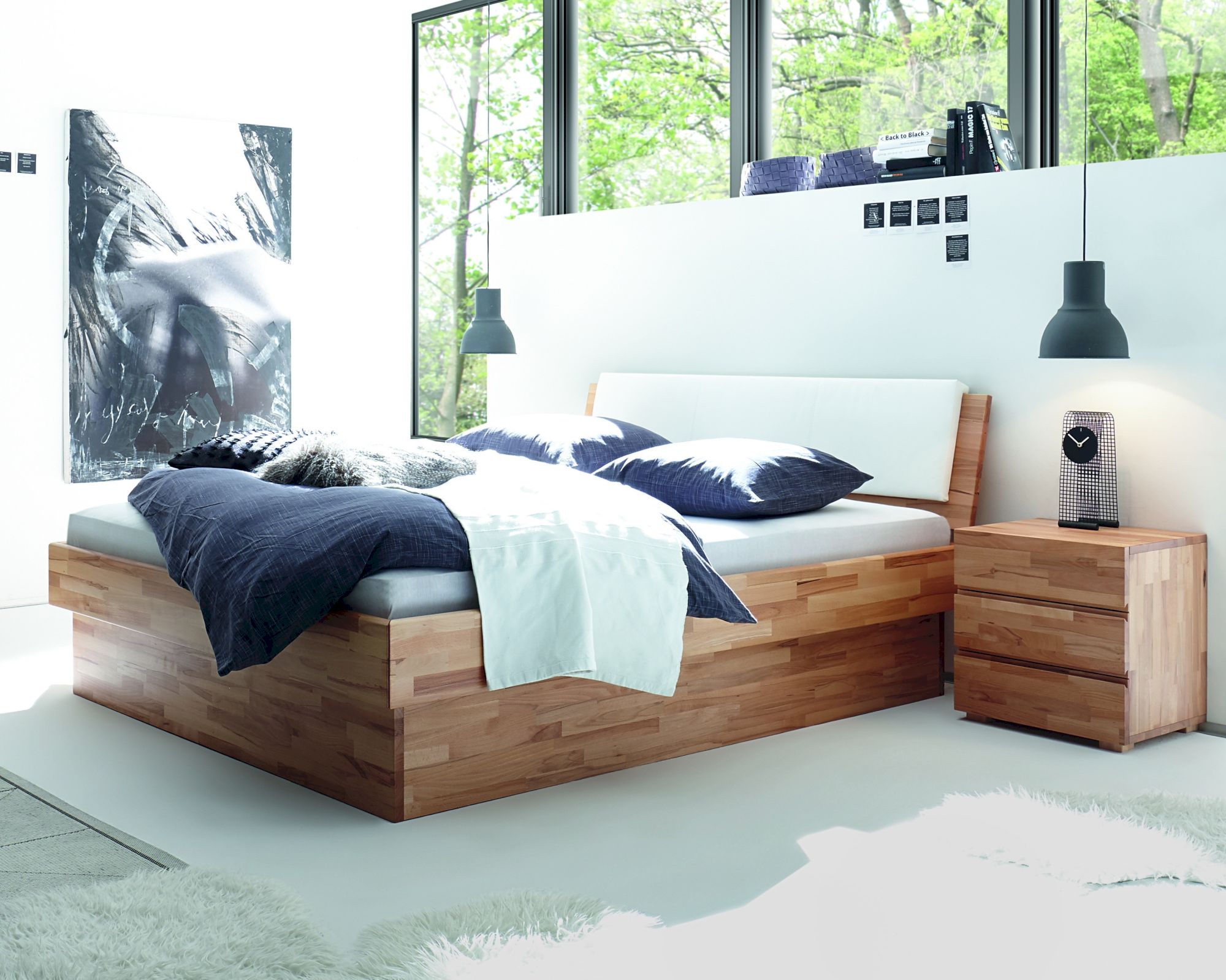 Hasena Wood-Line Massivholzbett Premium Practico/Varus 120x200 cm / Buche schoko, lackiert / Weiss