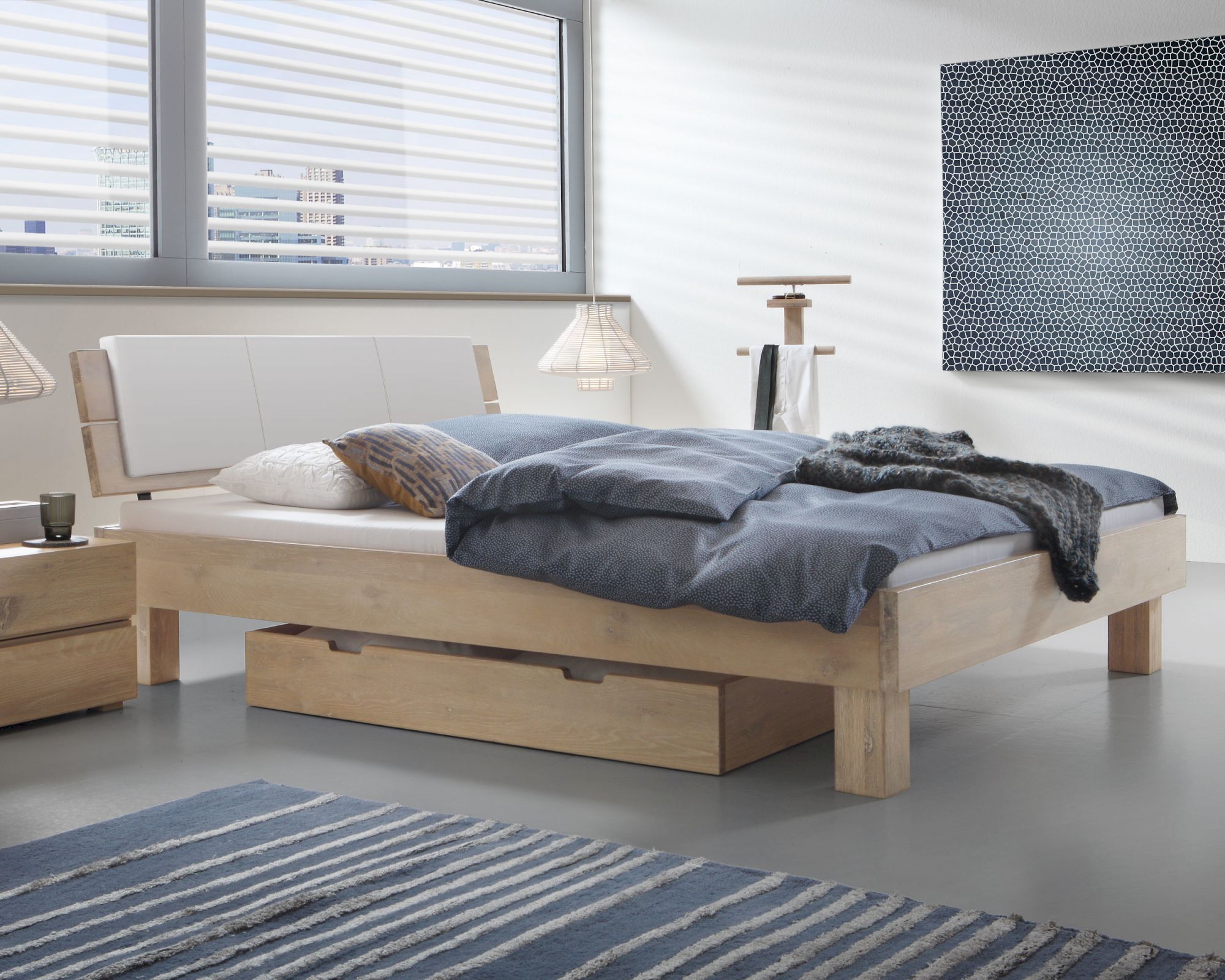 Hasena Oak-Line Wild Massivholzbett Cadro Ivio/Alpa 90x200 cm natur