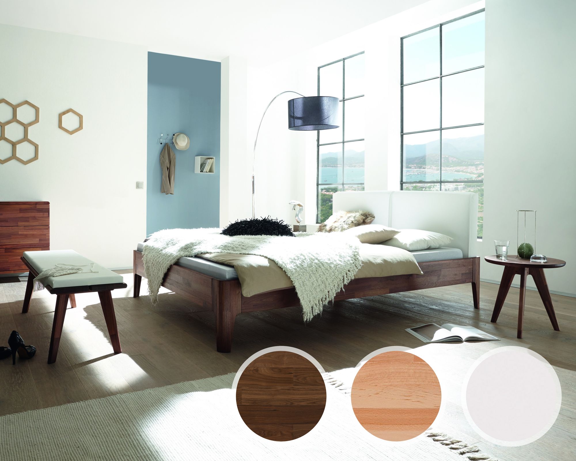 Hasena Fine-Line Massivholzbett Syma Xylo/Cemoa 200x220 cm / Nussbaum, geölt