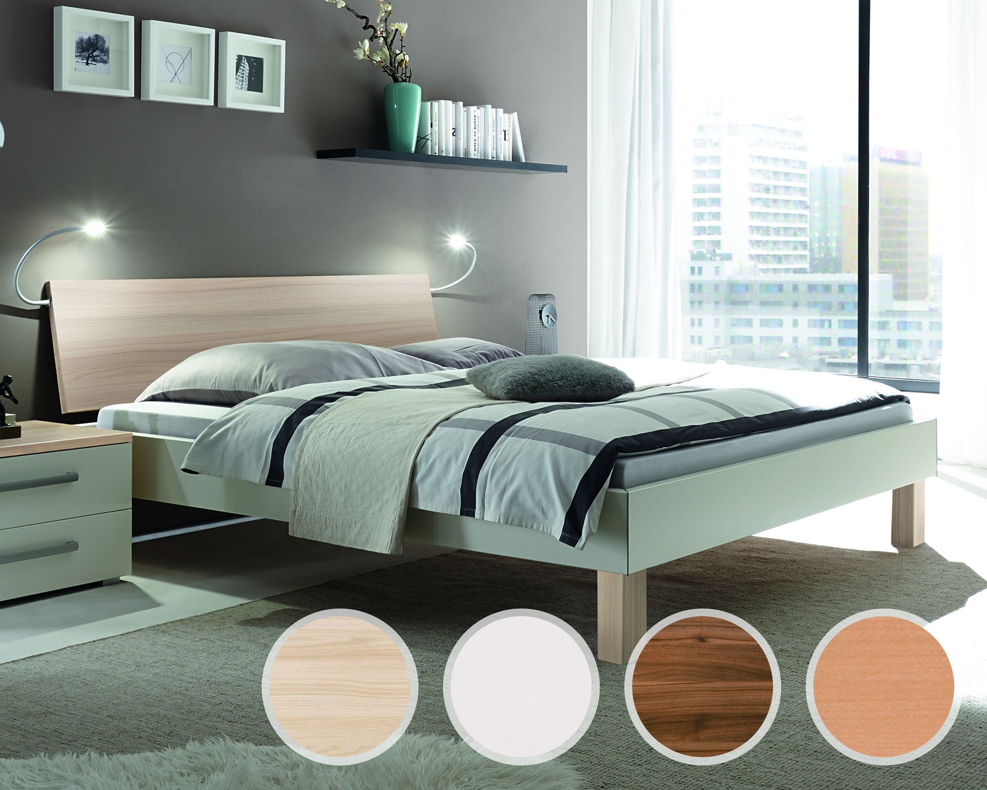 Hasena Top-Line Bett Advance Cantu/Orva 120x200 cm / Buche natur, lackiert