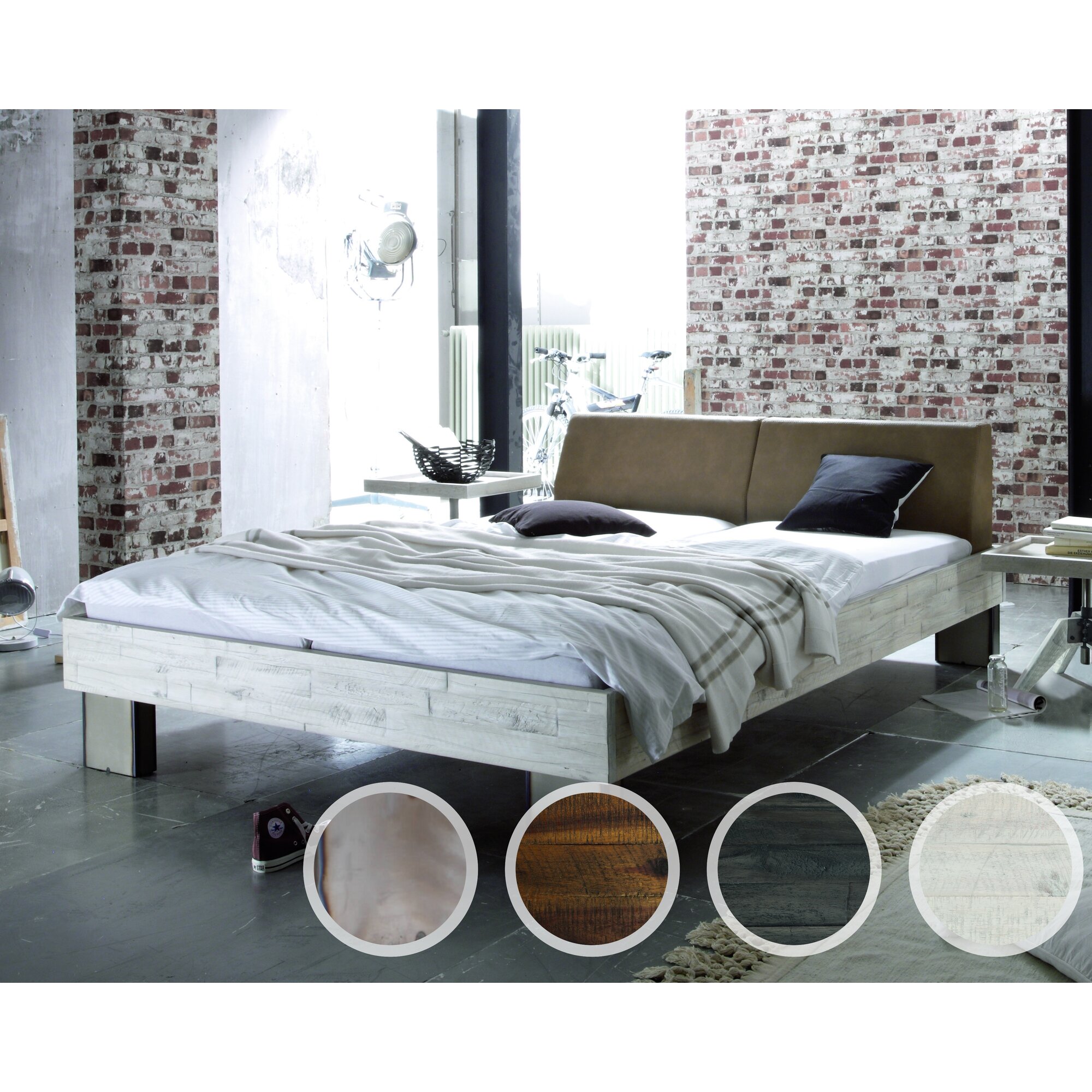 Hasena Factory-Line Massivholzbett Loft Quada/Rena 160 cm / Akazie Vintage braun, lackiert Image