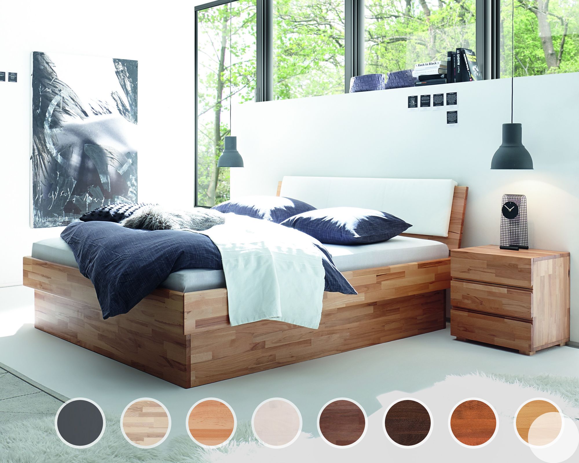 Hasena Wood-Line Massivholzbett Premium Practico/Varus 140x200 cm / Buche Weiss lasiert, lackiert / Weiss