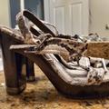 Tory Burch Shoes | Authentic Snakeskin Tory Burch Sandals | Color: Gray/Silver | Size: 10