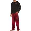 Men's Pajamas Set Long Sleeve Winter PJ Sleepwear Nightwear Loungewear Top and Bottoms Soft S-XXL Black L