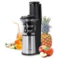 CASO SJW 500 - Design Slow Juicer, Testergebnis „Sehr gut“, Entsafter für Obst, Gemüse & Kräuter, große Einfüllöffnung 75 mm Ø für ganze Früchte, mit Saft- und Sorbetsieb, Schwarz, Edelstahl