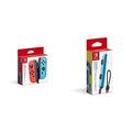 Nintendo Joy-Con 2er-Set Neon-Rot/Neon-Blau & Joy-Con-Handgelenksschlaufe Neon-Blau