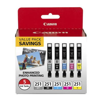 Canon CLI-251 CMYKGY 5-Cartridge Ink Set 6513B011