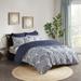 INK+IVY Full/Queen 100% Cotton Clipped Jacquard Duvet Cover Set in Navy - Olliix II12-1071