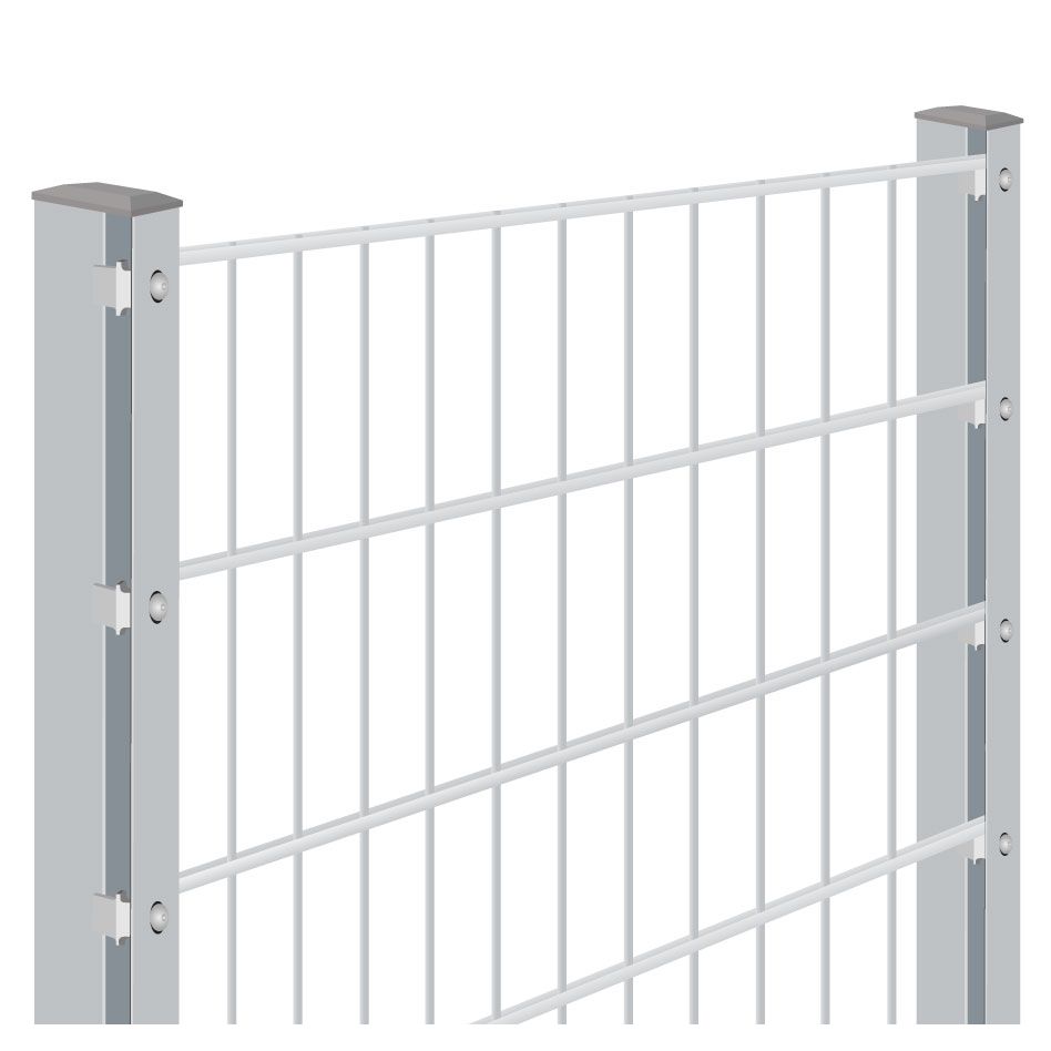 Doppelstabmattenzaun Rundum-sorglos-Paket Zink, Halteplättchen, 1430 mm,2 Ecken,30 m,8/6/8 mm Image