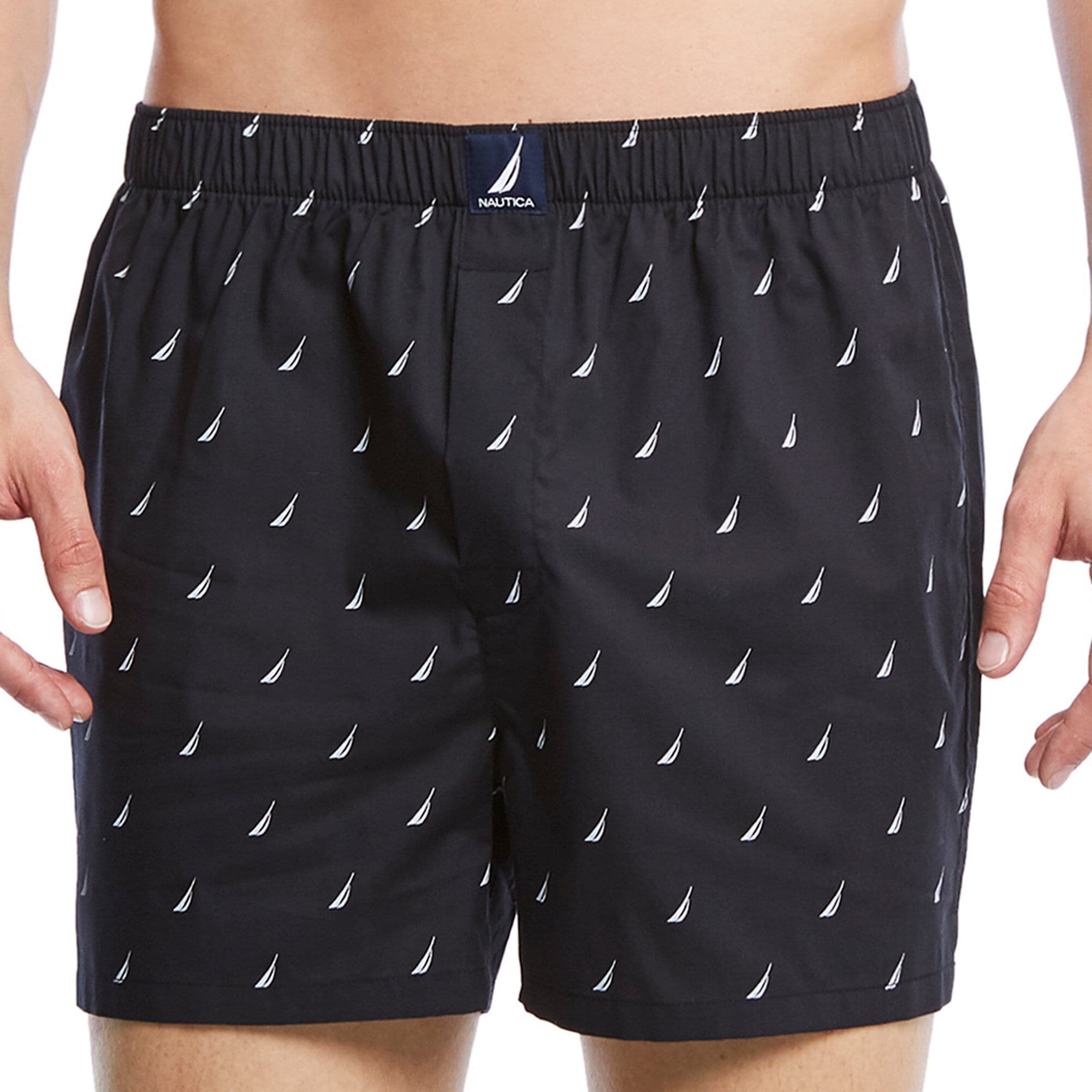 Nautica Men's Printed Cotton Boxer 018 (True Black), S