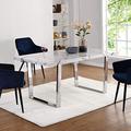 Cherry Tree Furniture BIASCA 6-Seater High Gloss Marble Effect Dining Table with Silver Chrome Legs (White)