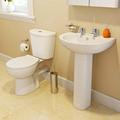 ESSENTIALS Modern Bathroom Close Coupled Toilet Basin Sink 2 TH Pedestal Cloakroom Suite