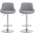 DS 2xBar Stools Bar Chairs Breakfast Dining Stools for Kitchen,Counter, Bar Stools Adjustable Swivel Gas Lift/Chrome Steel Footrest & Base-Grey & Black (Light Grey)