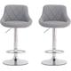 DS 2xBar Stools Bar Chairs Breakfast Dining Stools for Kitchen,Counter, Bar Stools Adjustable Swivel Gas Lift/Chrome Steel Footrest & Base-Grey & Black (Light Grey)