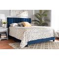 Baxton Studio Clare Glam & Luxe Navy Blue Velvet Fabric Full Size Panel Bed /w Channel Tufted Headboard - Wholesale Interiors CF8747X-Navy Blue Velvet-Full