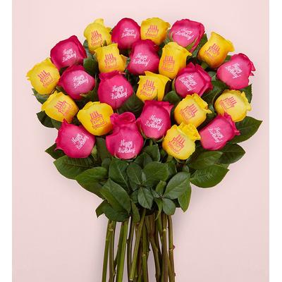 1-800-Flowers Flower Delivery Conversation Roses Happy Birthday 24 Stems, Bouquet Only | Happiness Delivered To Their Door