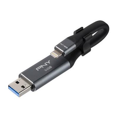 PNY DUO LINK USB 3.0 OTG 64GB Flash Drive for iPhone & iPad P-FDI64GLA02GC-RB