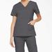 Dickies Women's Eds Signature Mock Wrap Scrub Top - Pewter Gray Size XL (86806)