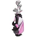 MacGregor Golf Junior Girls DCT3000 Premium Golf Club & Stand Bag Package Set, Pink/White, Right Hand 9-12 Years