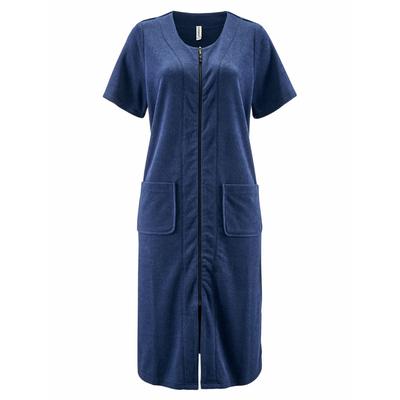Avena Damen Frottee-Hauskleid Reißverschluss Blau
