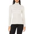 Morgan Damen Pull Manche Longue Col Roulé Lurex Mentosa Pullover, Blanc, Tl