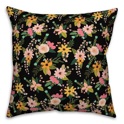 Chatham Wreath Floral Pillow - Black - Grandin Roa...