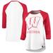 Women's Under Armour White/Red Wisconsin Badgers Performance Cotton 3/4-Sleeve Raglan T-Shirt