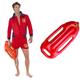 Smiffys Herren Baywatch Rettungsschwimmer Kostüm, Oberteil und Kurze Hose, Größe: L, 20587 & Aufblasbares Rettungsbrett, Baywatch, 73cm, One Size, Rot, 38085