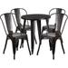 24'' Round Black-Antique Gold Metal Indoor-Outdoor Table Set with 4 Cafe Chairs - Flash Furniture CH-51080TH-4-18CAFE-BQ-GG