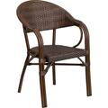 Milano Series Cocoa Rattan Restaurant Patio Chair with Bamboo-Aluminum Frame - Flash Furniture SDA-AD642003R-1-GG