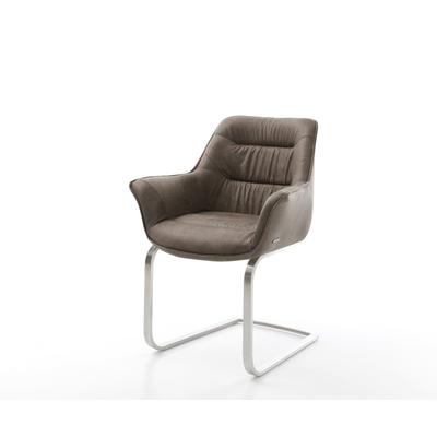 DELIFE Freischwinger Kaira-Flex Mikrofaser Taupe Vintage Freischwinger flach Edelstahl, Esszimmerstühle Image