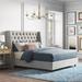 Kelly Clarkson Home Annabel Tufted Low Profile Standard Bed Upholstered/Metal in Black | 56 H x 68 W x 85 D in | Wayfair