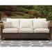 Highland Dunes Estill Patio Sofa w/ Cushions Wicker/Rattan in Brown/Gray/White | 38 H x 84.38 W x 34 D in | Wayfair