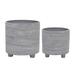 Union Rustic 2-Piece Set of Planters - 6" & 8" - Lined Design in Gray - Stylish Footed Plant Stand Set for Indoor or Outdoor Plants | Wayfair