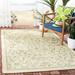 Green 79 x 0.25 in Area Rug - Fleur De Lis Living Galena Stults Floral White Ivory/Indoor/Outdoor Area Rug, Synthetic | 79 W x 0.25 D in | Wayfair