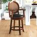 Darby Home Co Sauve Swivel Counter & Bar Stool Wood/Upholstered/Leather in Brown | 44.5 H x 22.75 W x 23.5 D in | Wayfair