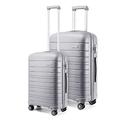 Kono 2 Piece Lightweight Luggage Set Polypropylene 20" Carry-on Hand Cabin Luggage + 28" Check in Hard Shell Suitcase with TSA Lock (Grey)